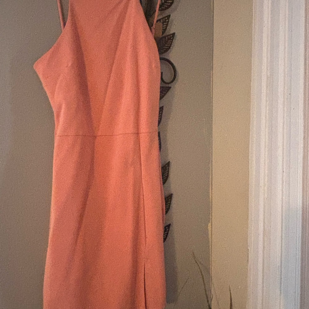 Rainbow Coral-Orange Midi Dress with Spaghetti Straps